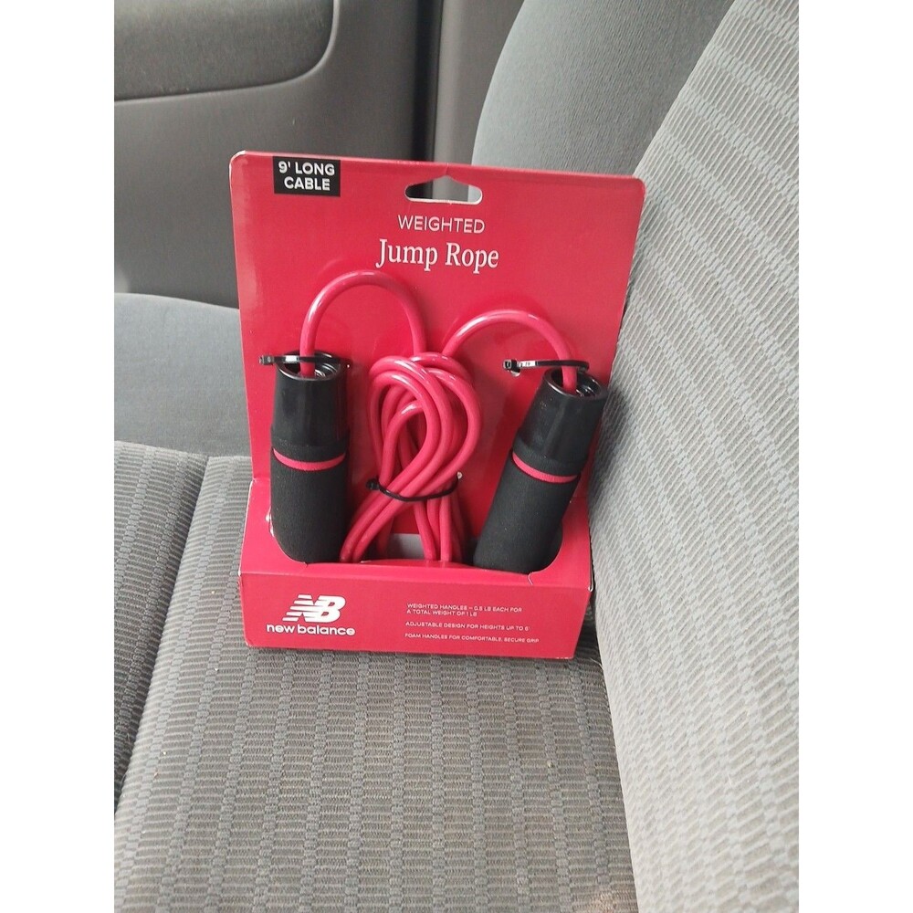 New Balance Weighted Jump Rope  9 Ft Long Cable Jumping Rope Adjustable Red